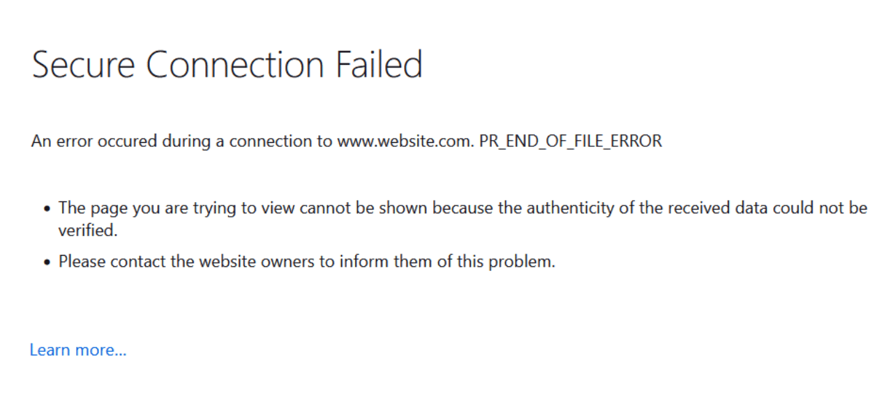 How to Fix PR_END_OF_FILE_ERROR in Firefox