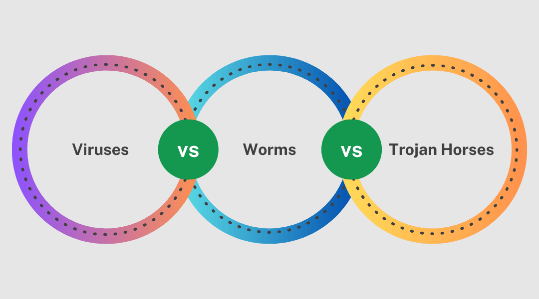 What is the Difference Between Viruses, Worms, and Trojan Horses?