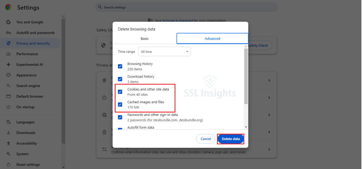 Chrome Cookies Catched Images Delete Data