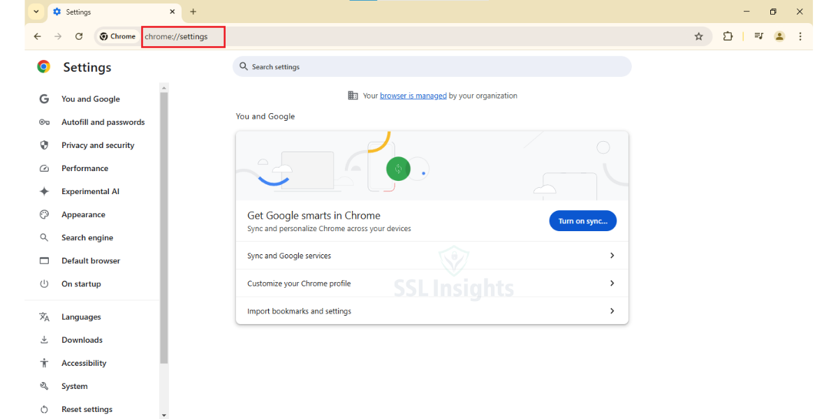 Chrome Settings URL