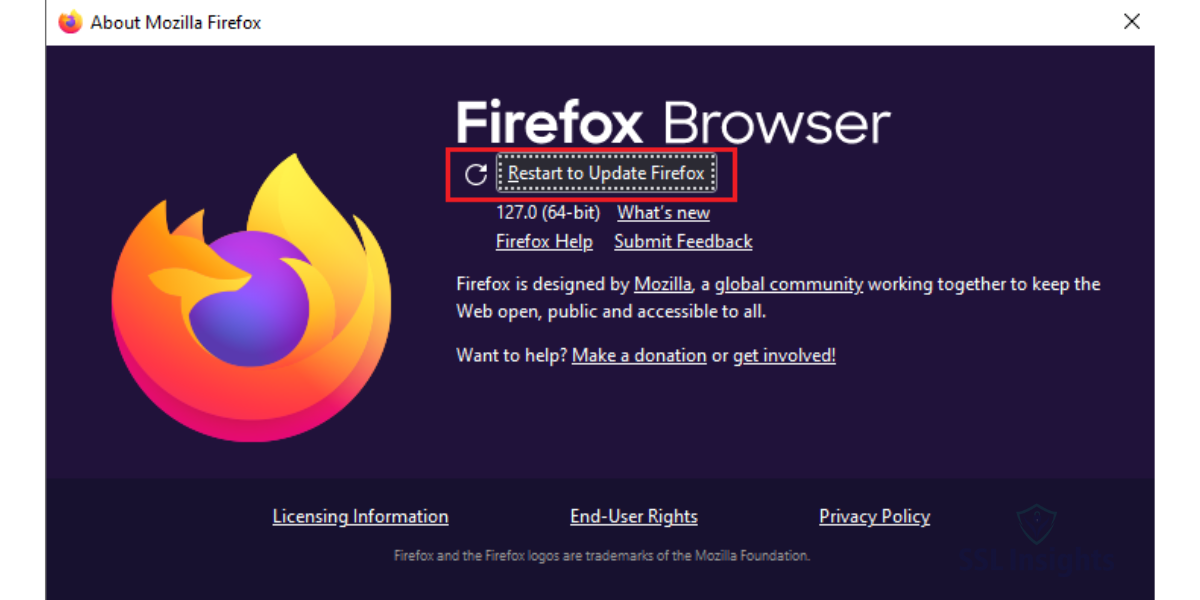 Firefox Restart to Update Firefox