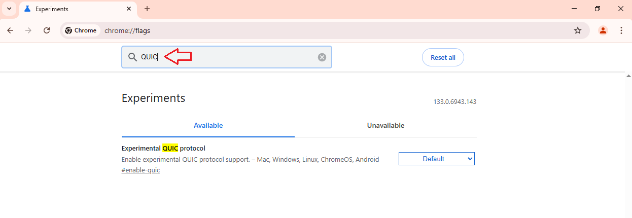 Chrome Flags QUIC