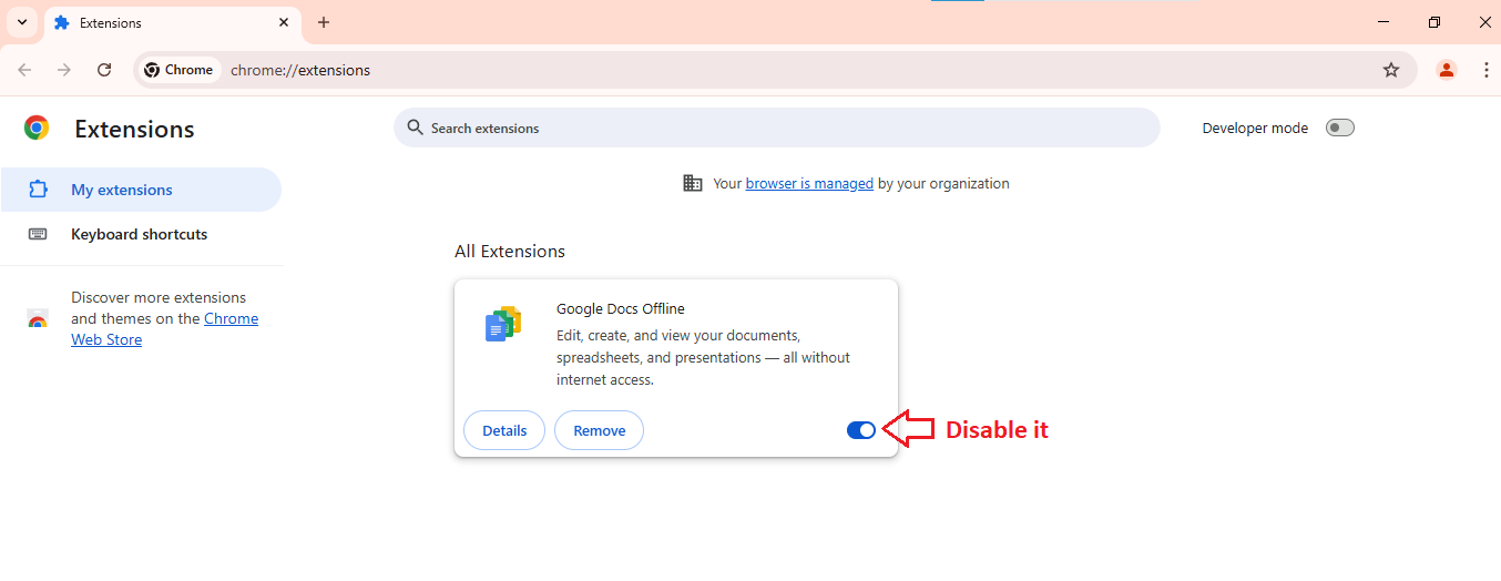 Disable Chrome Extensions