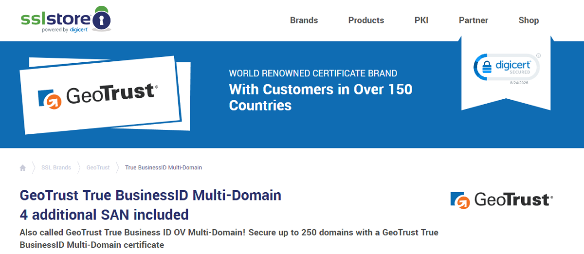 GeoTrust True BusinessID Multi-Domain SSL