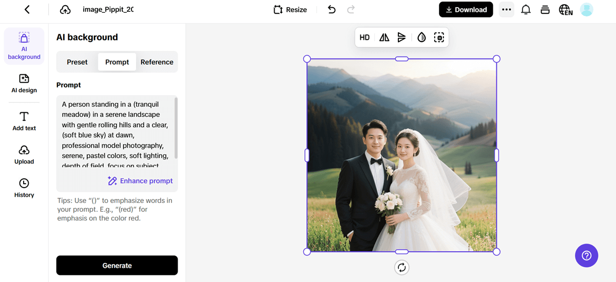 Pippit AI Background Generator