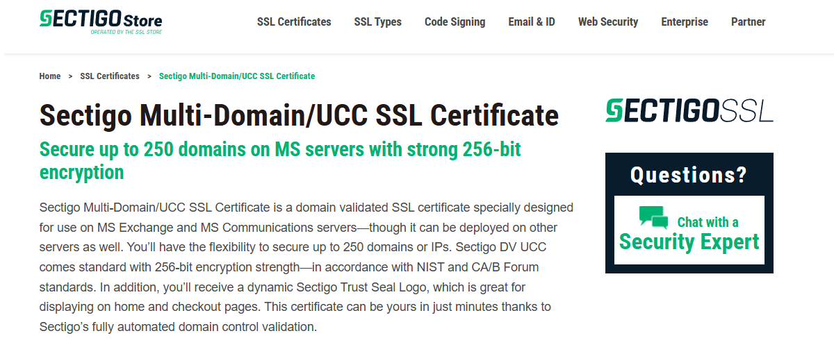 Sectigo UCC SSL